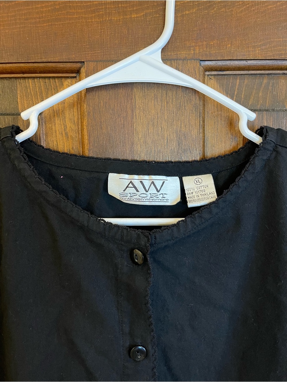 AW Sport Black Lace Trim Button-Up Top Size XL - Picture 3 of 5